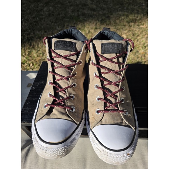 Mens 12 Converse Chuck Taylor All Star Street Mid Khaki Tan White Shoes 162383F - Picture 4 of 12
